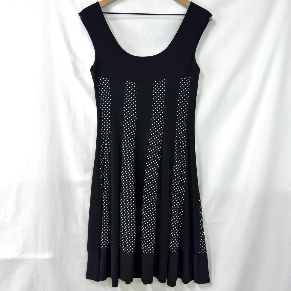 CONNECTED APPAREL Y2K 2000s Black White Polka Dot Mini Dress Size 6 Indie Sleaze - Picture 3 of 6
